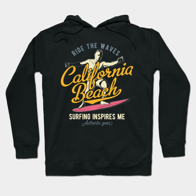 Ride The Waves California Beach Hoodie by BrillianD